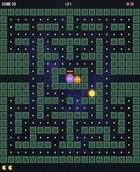 Le labyrinthe de GR-Pacman en jeu